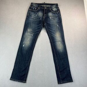 Selvedge Jeans Men 30x32 Blue‎ Paint SplatterDenim Patched Faded Wash Streetwear